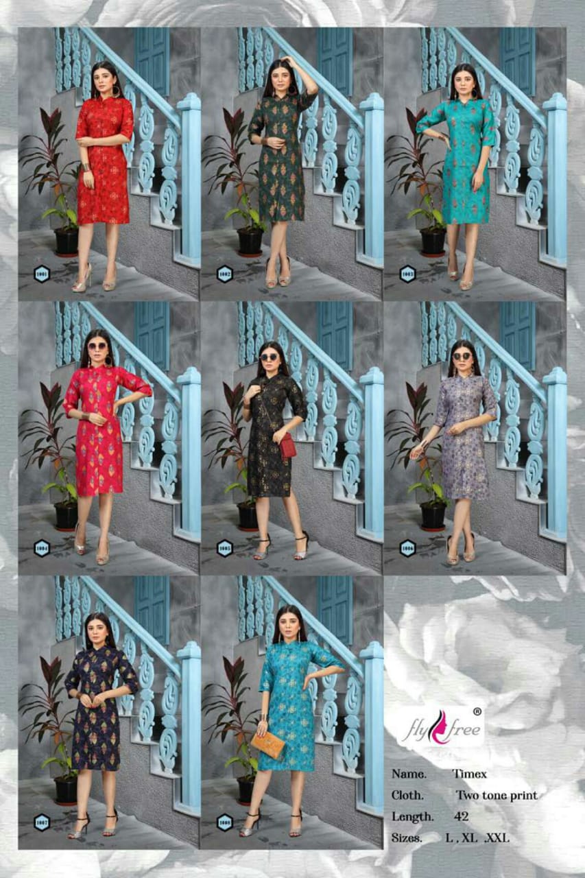Fly Free Timex Latest Fancy Designer Casual Wear Rayon Printed Kurti Collection